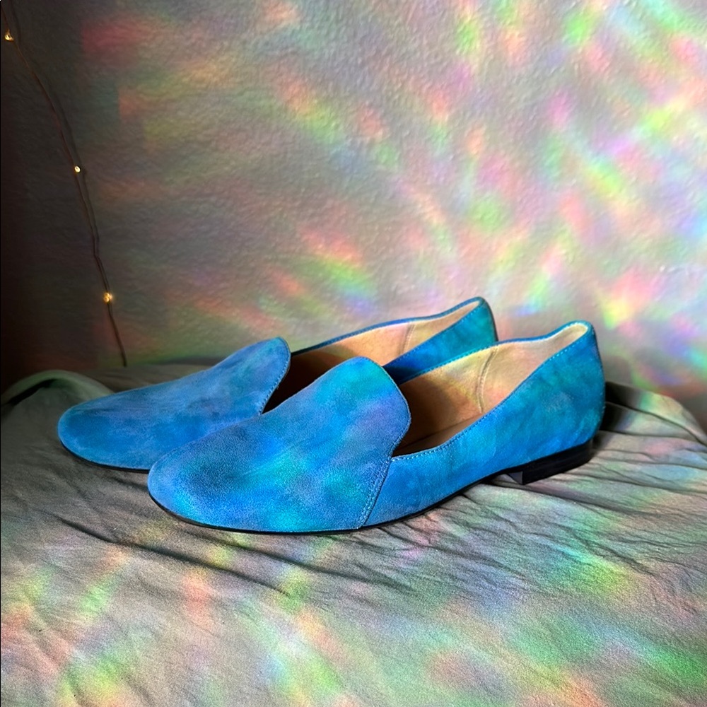 Colorful Blue Suede Loafers
